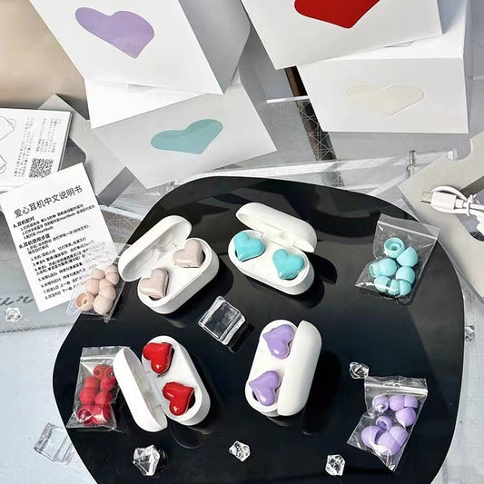Heart-shaped wireless Bluetooth earphones - color option