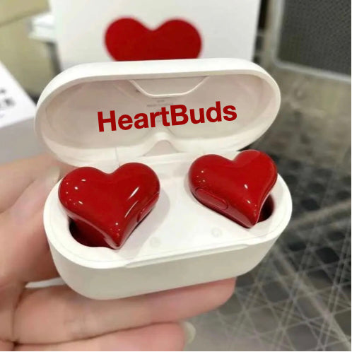Heart-shaped wireless Bluetooth earphones - front view