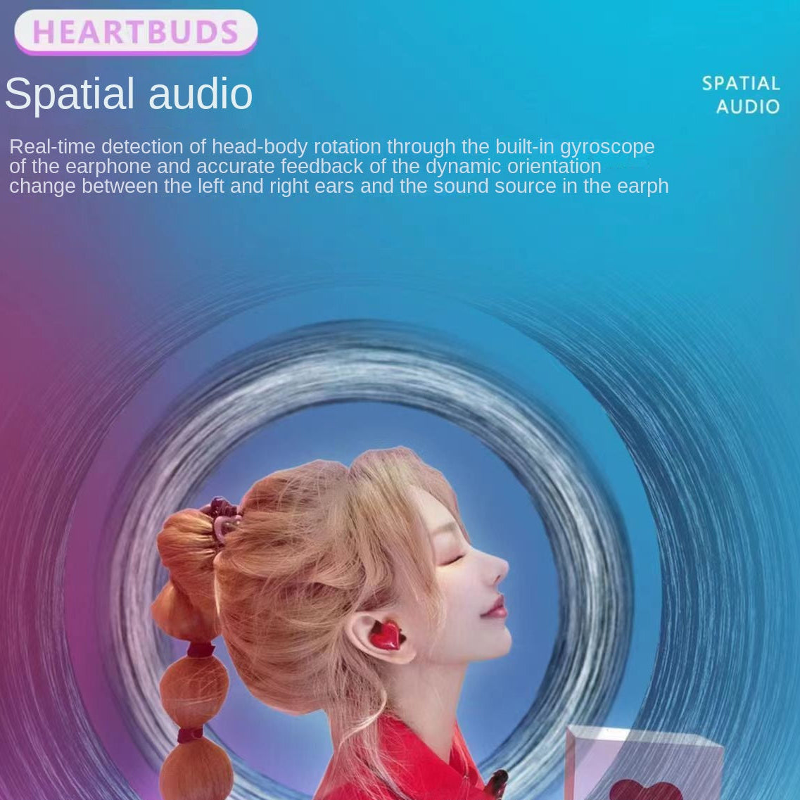 Heart-shaped wireless Bluetooth earphones - Spatial Audio