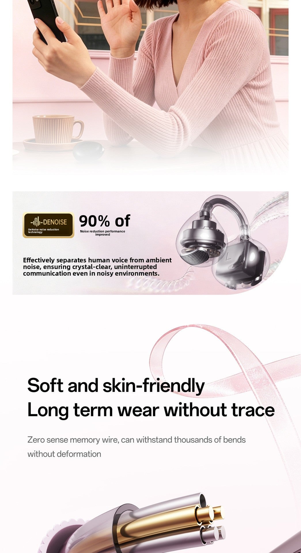 M186 New Butterfly Earrings Clip Earphones Heart-Shaped Charging Case With Makeup Mirror