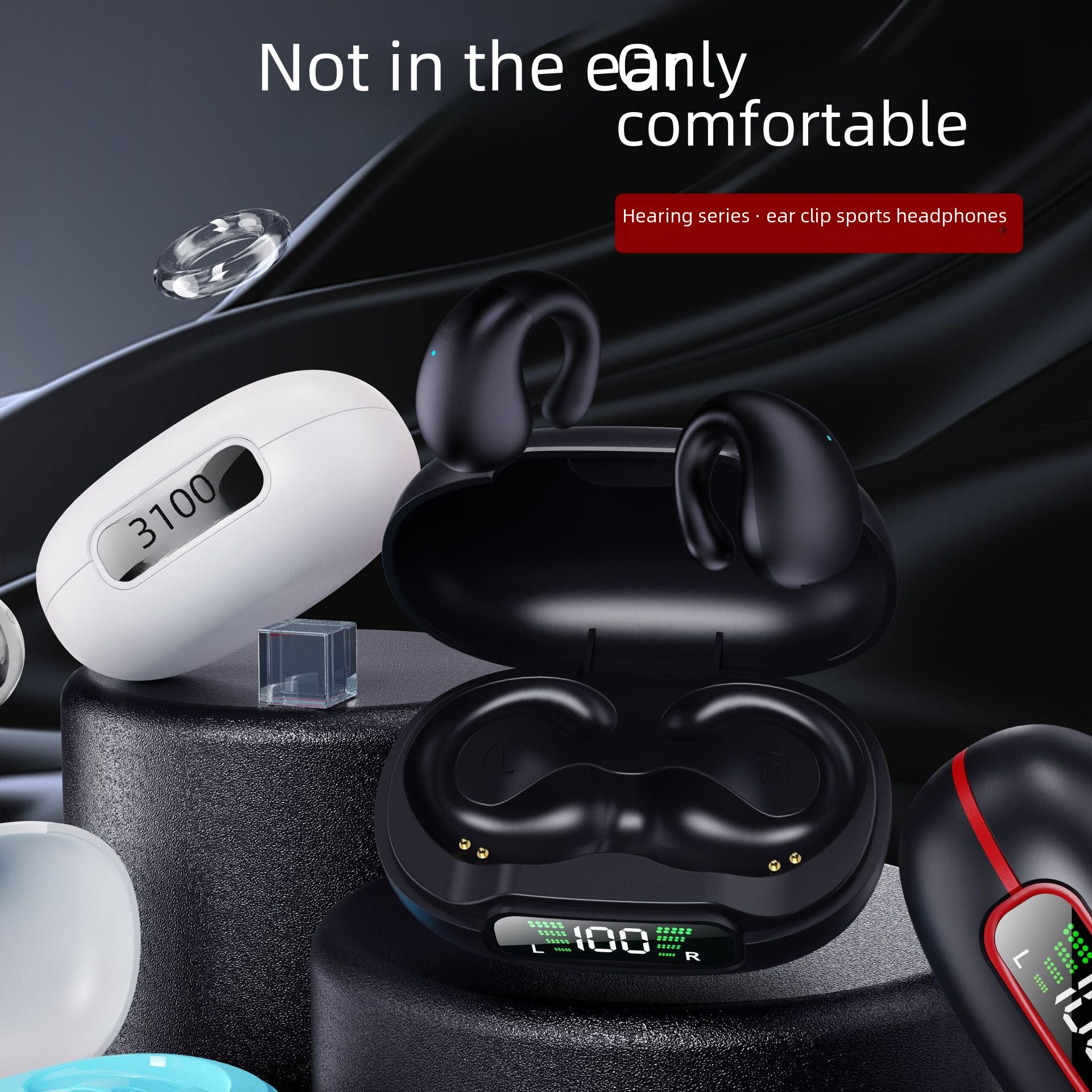 Bone conduction wireless Bluetooth headset - ear clip style is comfortable and good for sports.