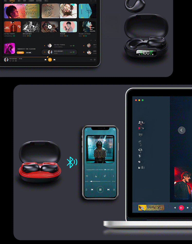 Bone conduction wireless Bluetooth headset - compatible and connect your device quickly