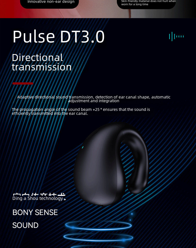 Bone conduction wireless Bluetooth headset - pulse DT3.0 - directional transmission