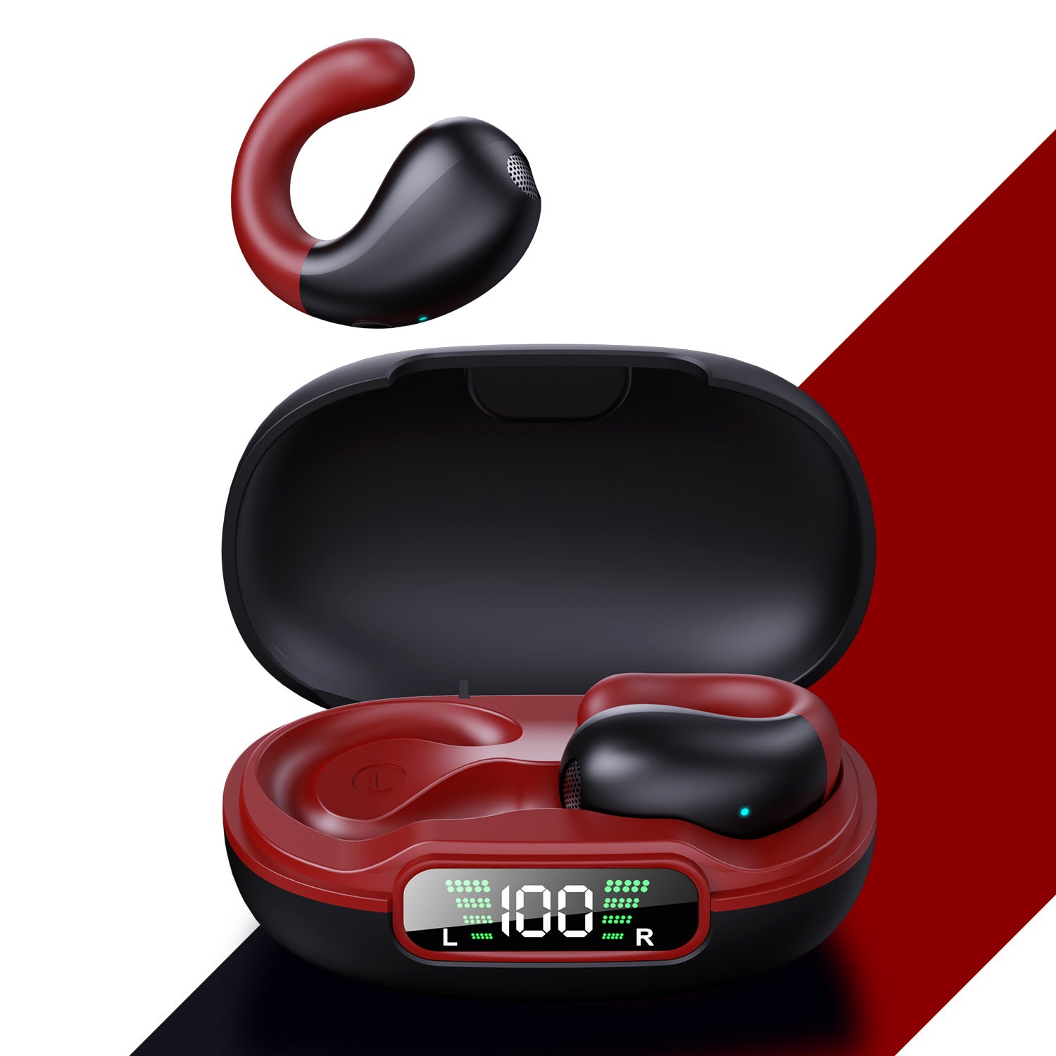 Bone conduction wireless Bluetooth headset - red