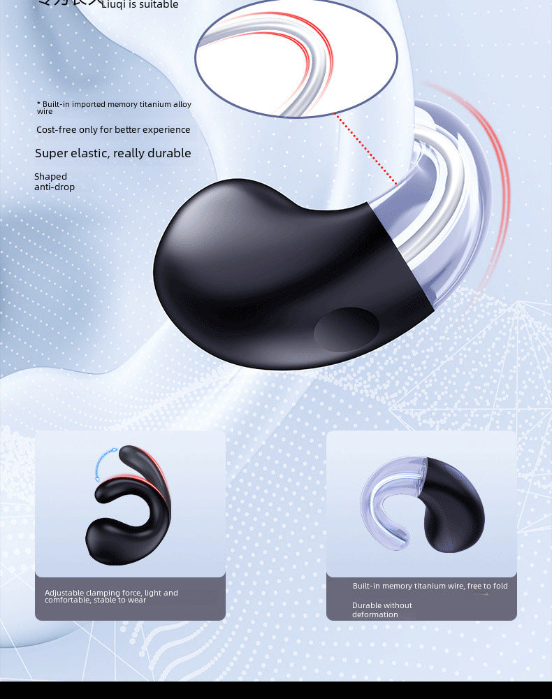 Clip-on wireless Bluetooth headset - elastic clip and durable