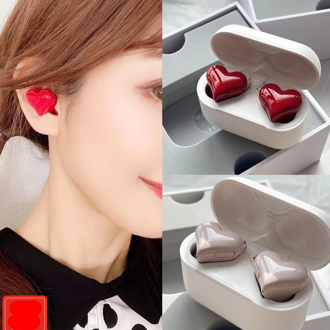 Heart-shaped wireless Bluetooth earphones - cutie look