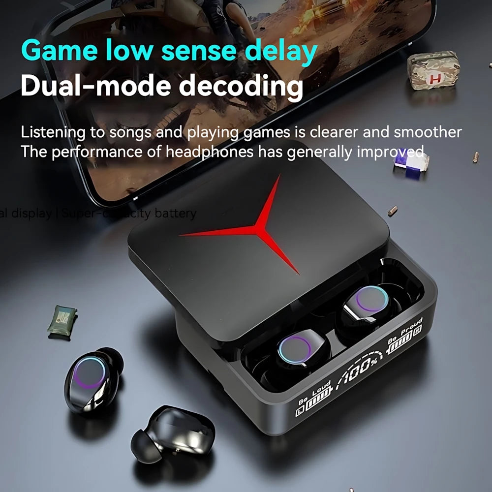 Wireless gaming earbuds with touch control and LED display - dual-mode decoding