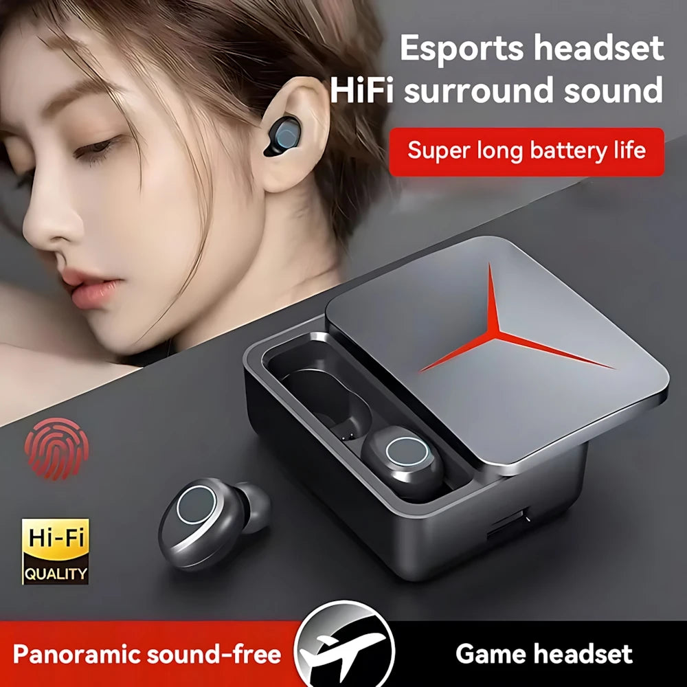 Wireless gaming earbuds with touch control and LED display - Super long battery life