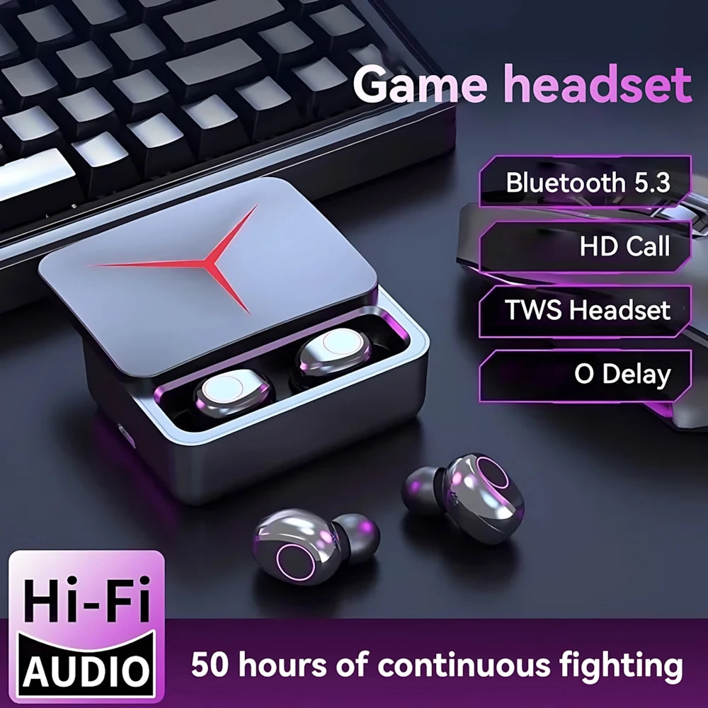 Wireless gaming earbuds with touch control and LED display - product overview