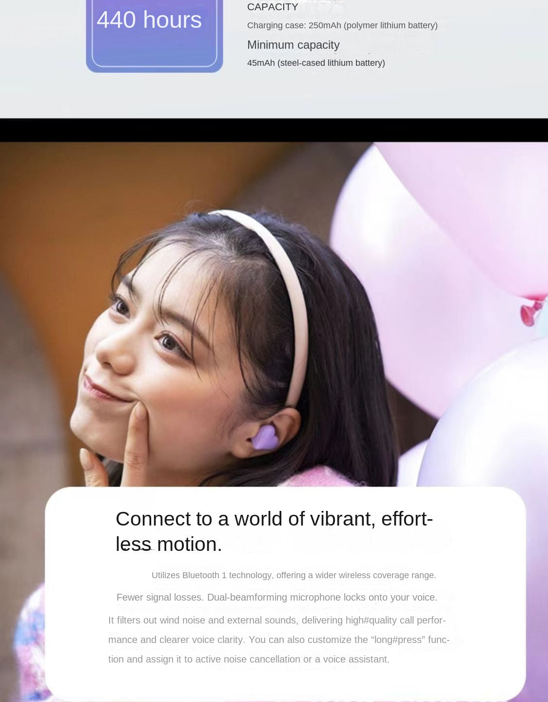 Heart-shaped wireless Bluetooth earphones - lovely outlook
